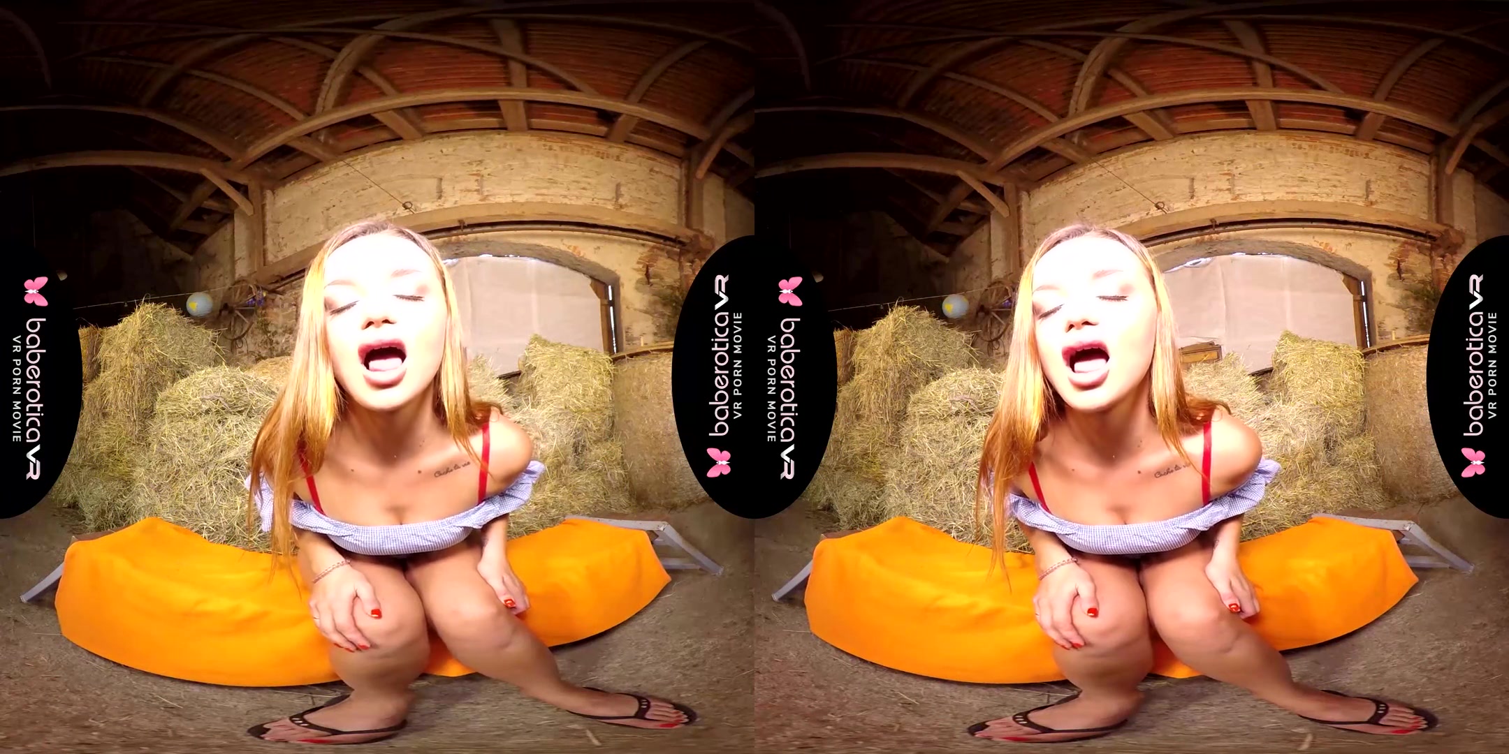 Fucks Her Pierced Peach In The Hay - Solo Babe with Toy