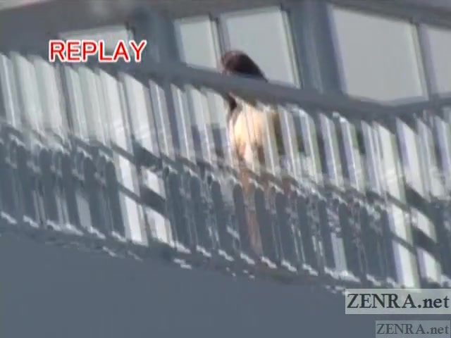 Subtitled busty Japanese public nudist goes for a walk