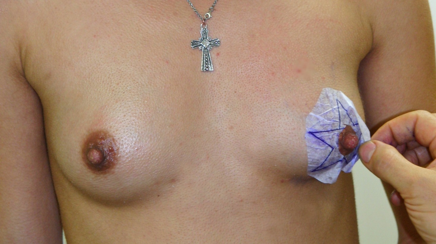 Petite Blonde Amina Sky Throbbing Breast Tattoo - AltErotic