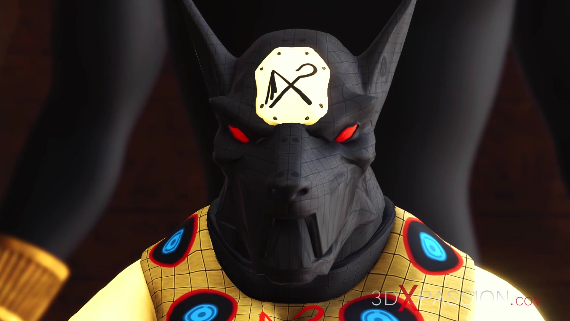 Anubis fucks hard a sexy slave ebony in an egyptian temple