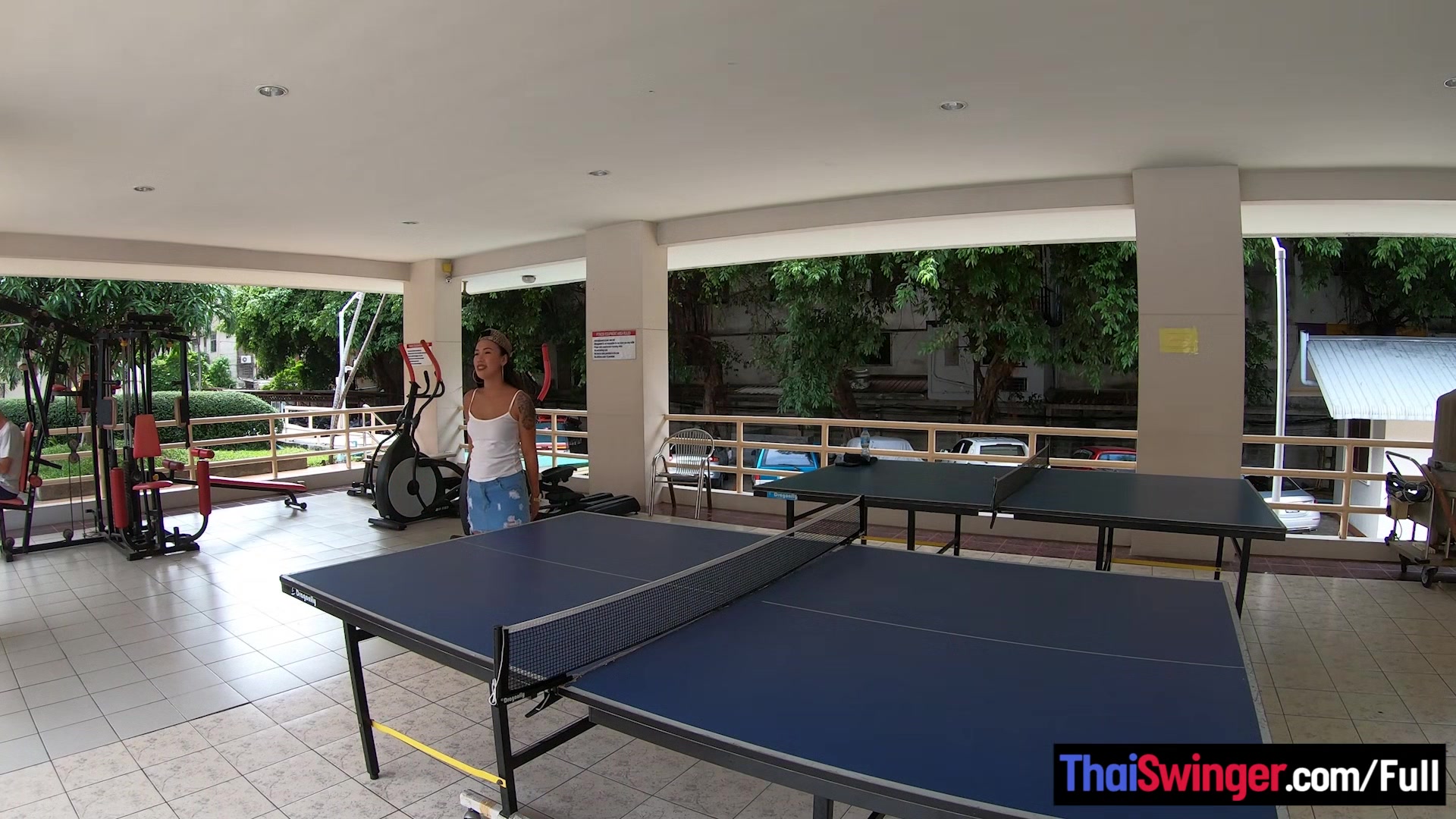 Curvy Thai amateur girlfriend sex in the shower after a game of Ping Pong