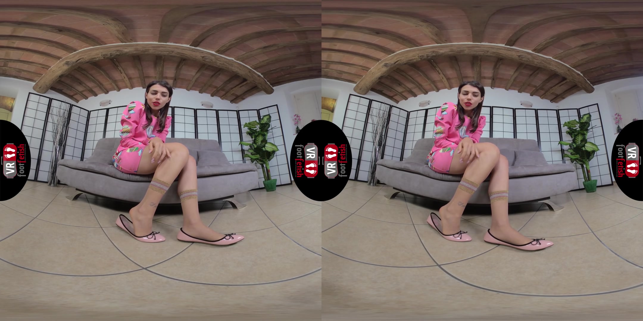Super Sexy Petra In Midcalf Nylon Socks And Pink Ballerina Flats - VRFootFetish