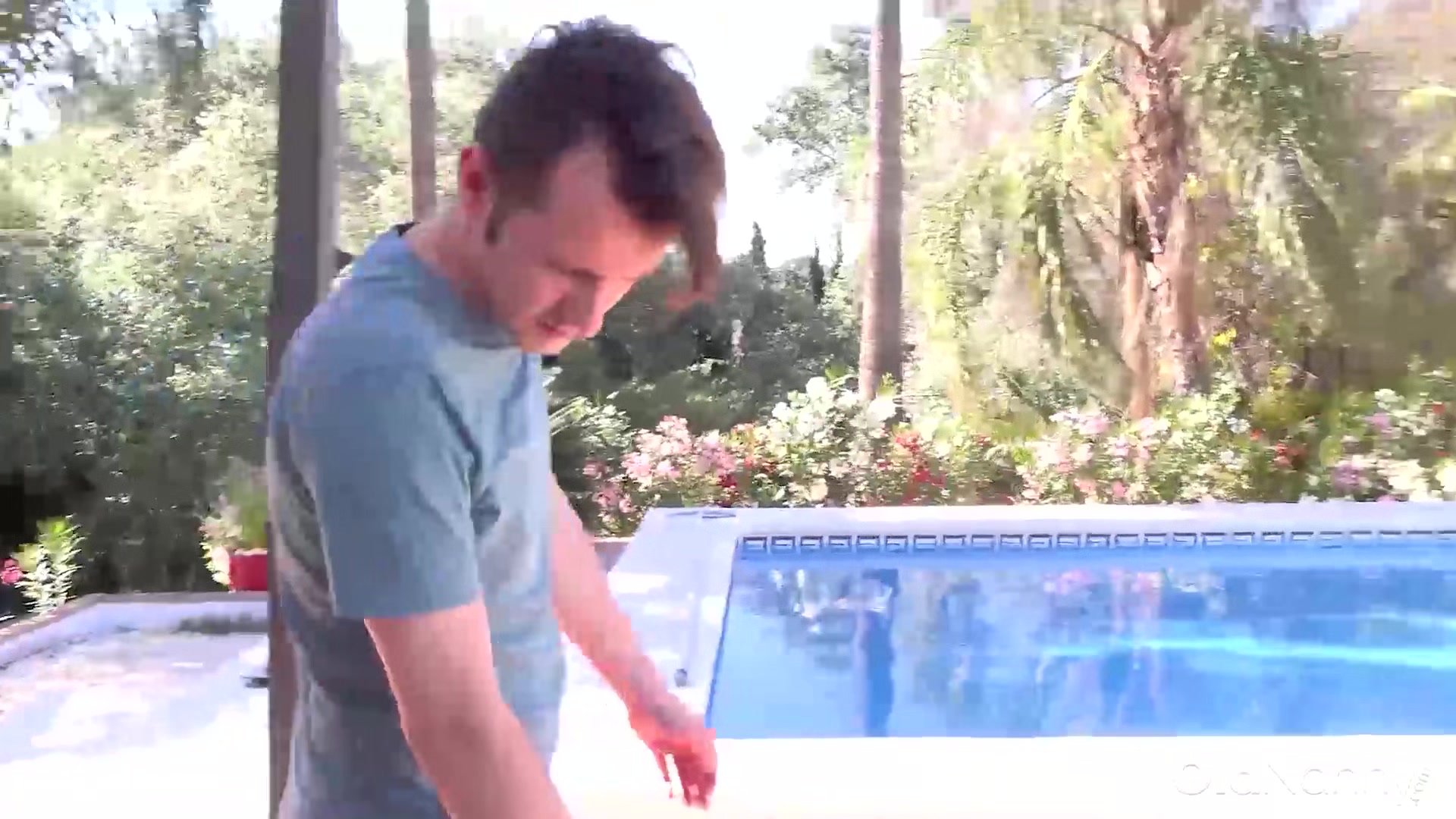 Horny Stud Fucks Mature Granny By The Pool