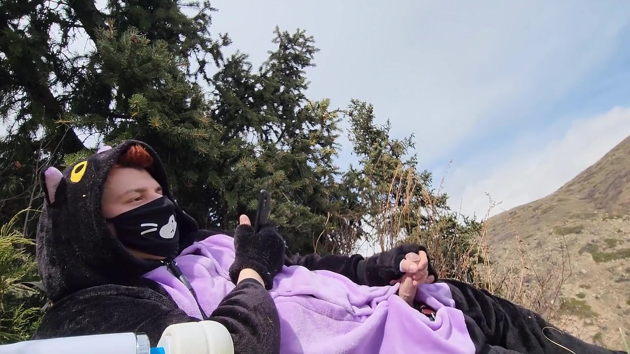 Catboy Moans In The Mountains And Masturbates