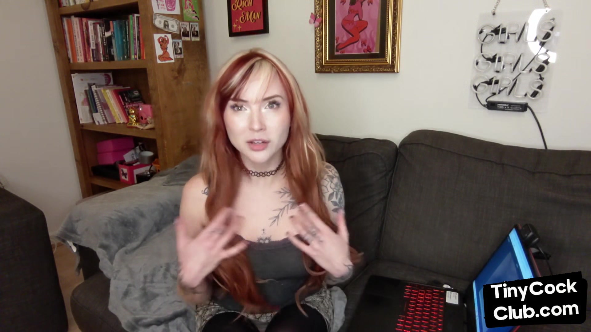 SPH solo tattooed babe talks dirty and humiliates smallcocks
