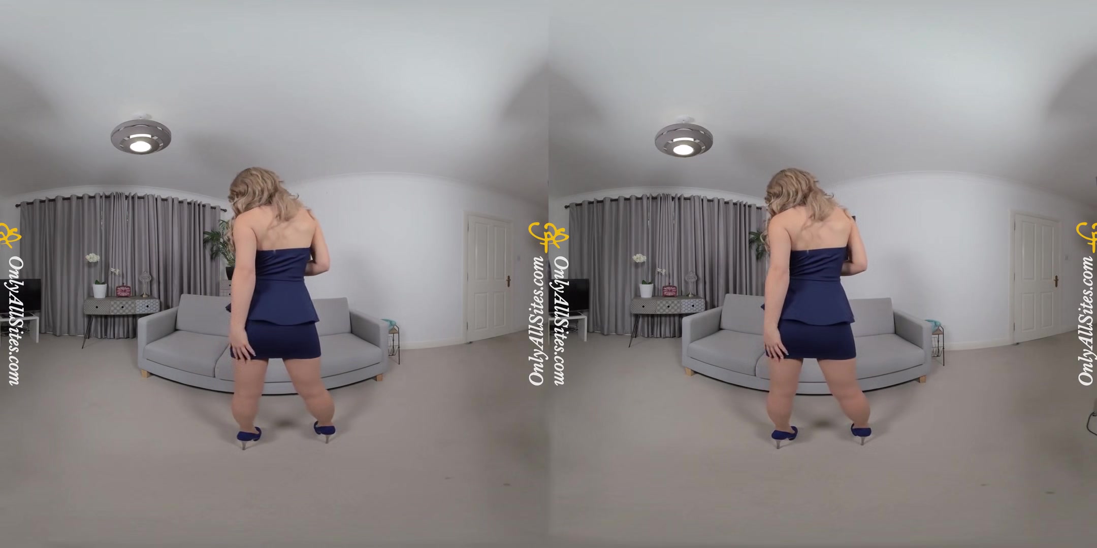 Chelsea Chamberlain - Play with Her Big Tits - Blonde Solo Model Striptease Nylons