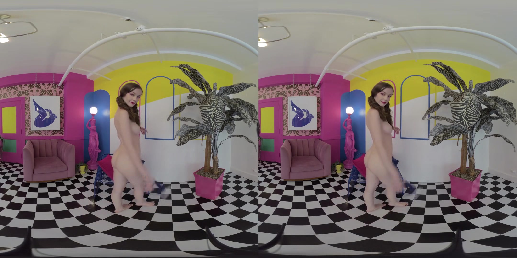 Vaporwave VR - Amateur Solo Model Teen Shaved Striptease
