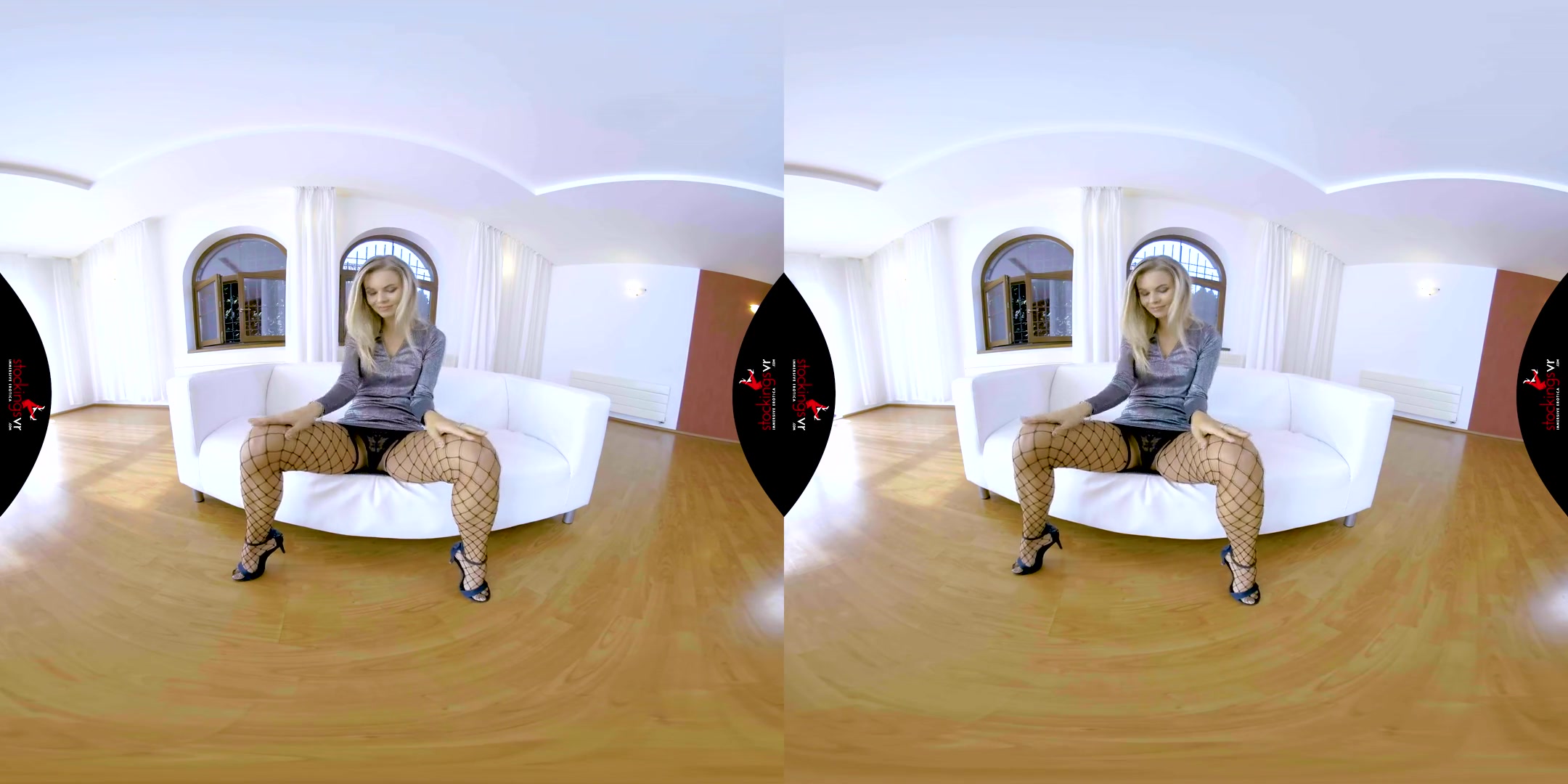 The Girl Next Door - Incredible Blonde in Fishnet Stockings Solo