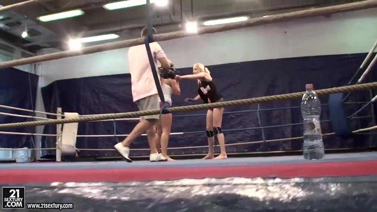 Angel Long and Cathy Heaven are having fun fucking each other on a boxing ring