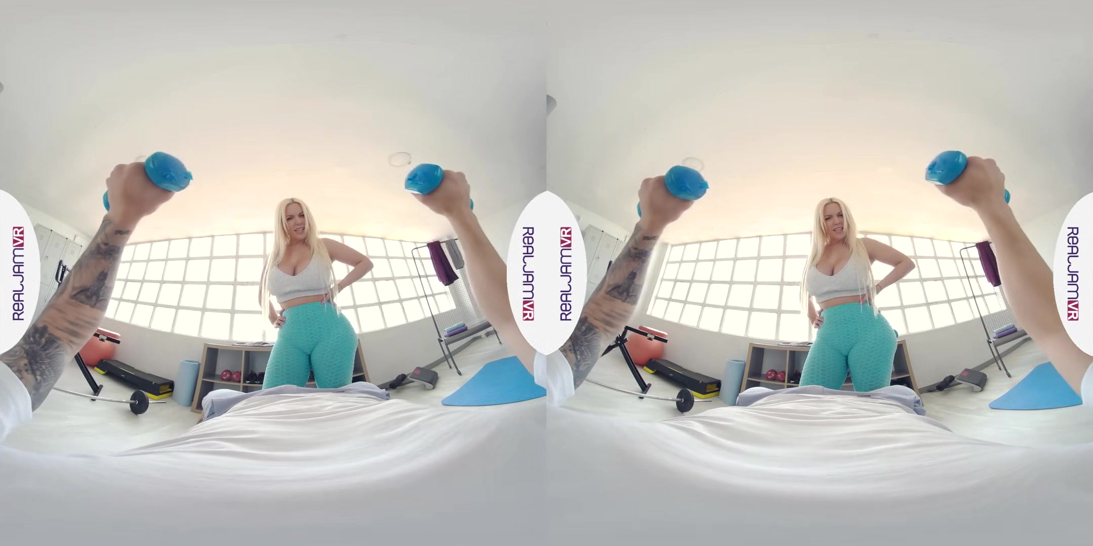 Workout with Blondie; Big Tits Blonde in Yoga Pants