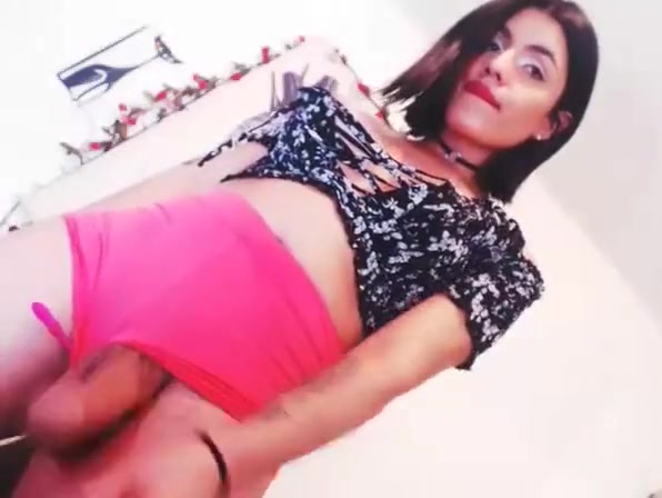 Sexy hard cock tgirl stroking