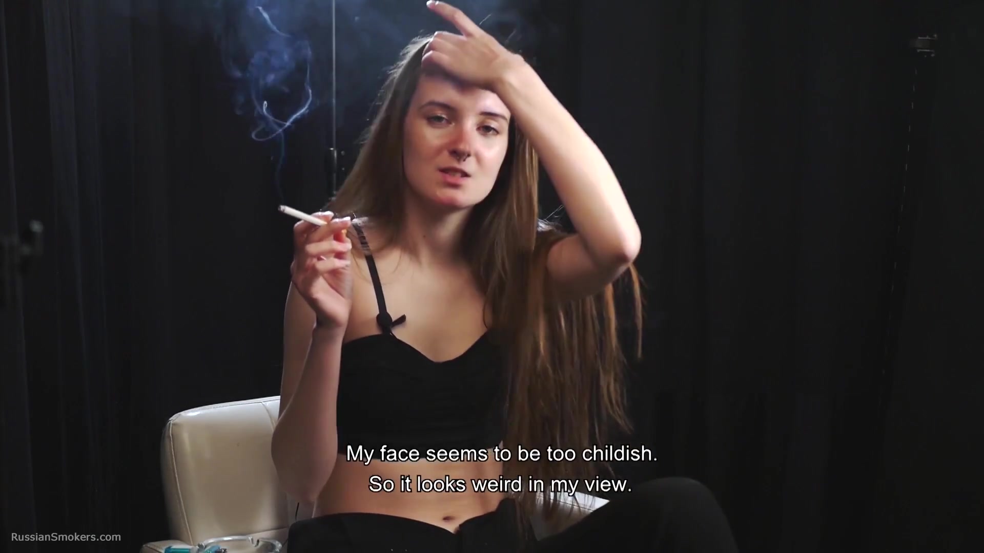 18 Y.O. Margarita Is Smoking Two 120mm Cigarettes And Givving An Interview About Smoking