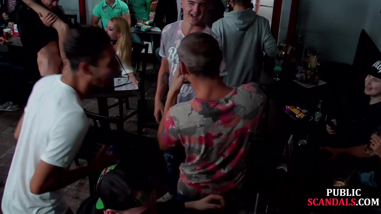 Public slut fisted in crowded pub by dom