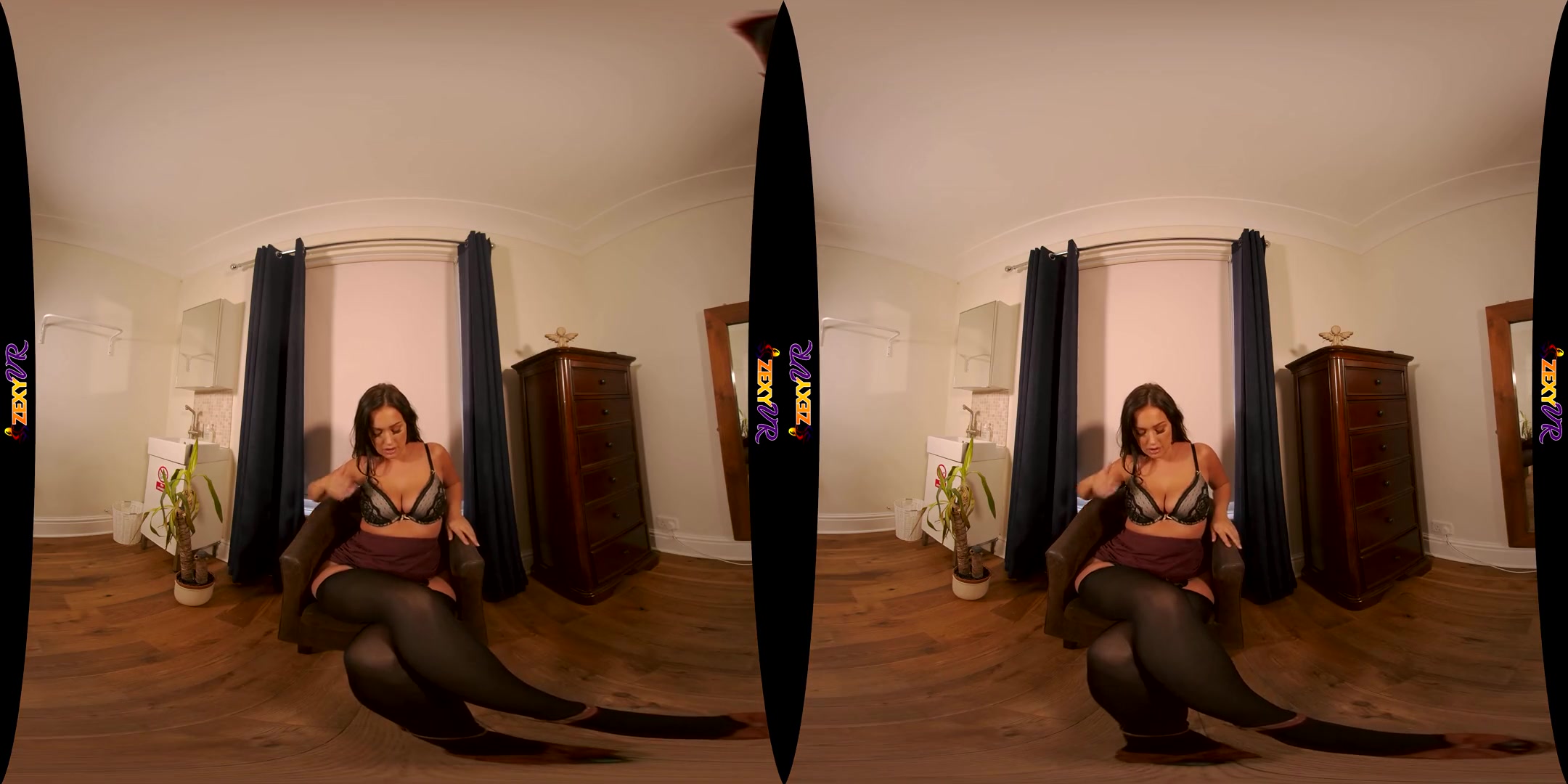 Care To Join? - Big Tit Brunette MILF Solo Striptease