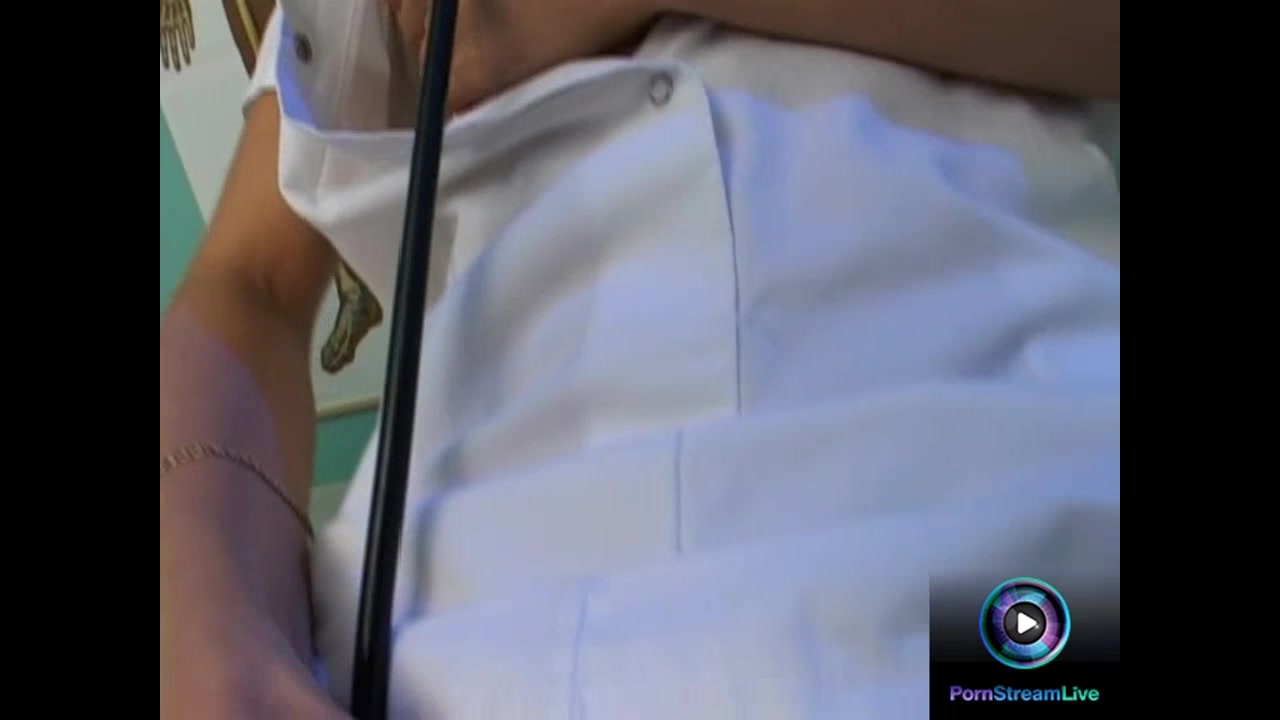 Foxy nurse rubbing her doctor's stethoscope