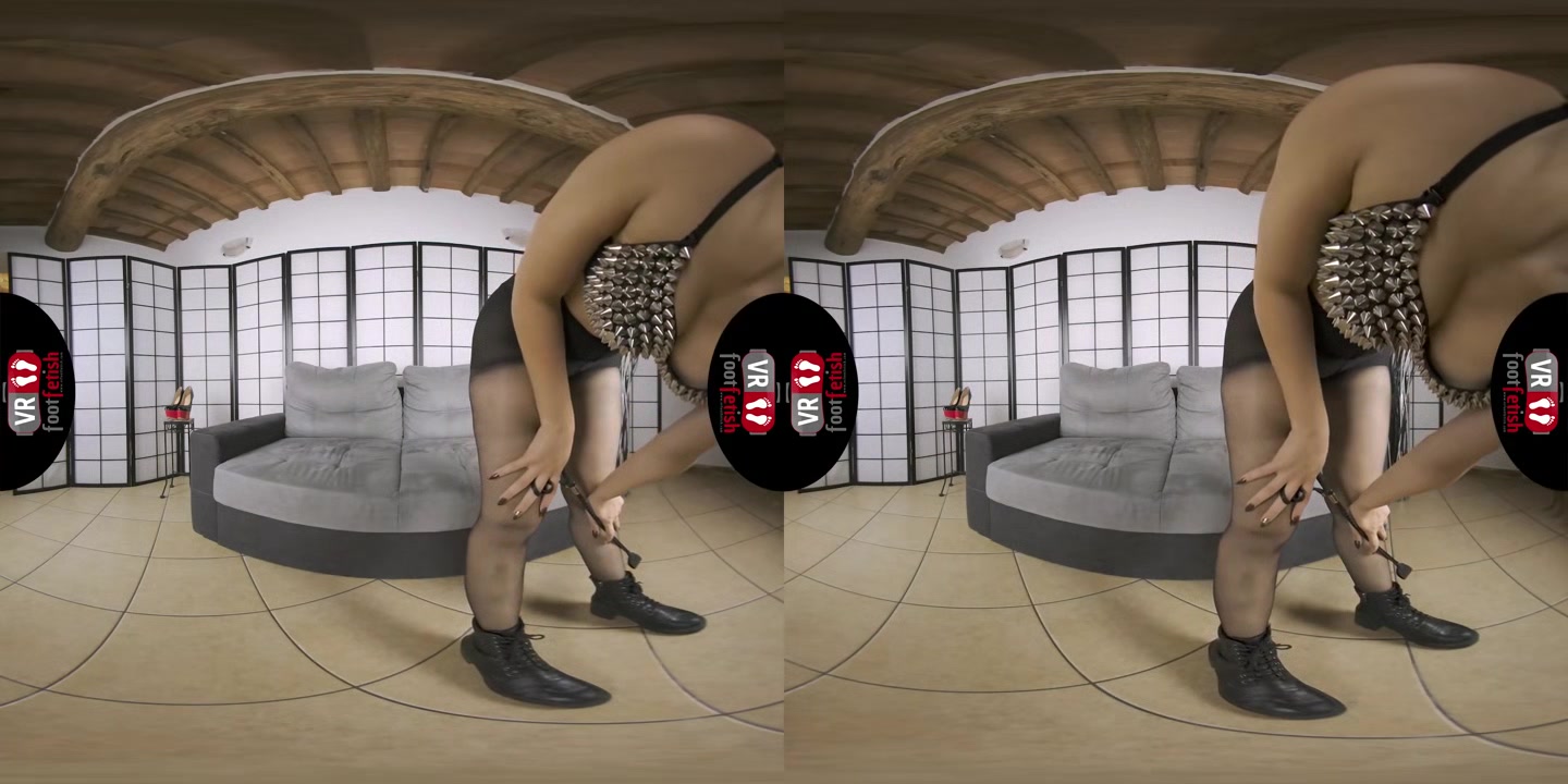 Sexy Mistress Kiki Shoves Her Hot Boots, High Heels, And Pantyhose In Your Face In VR - VRFootFetish