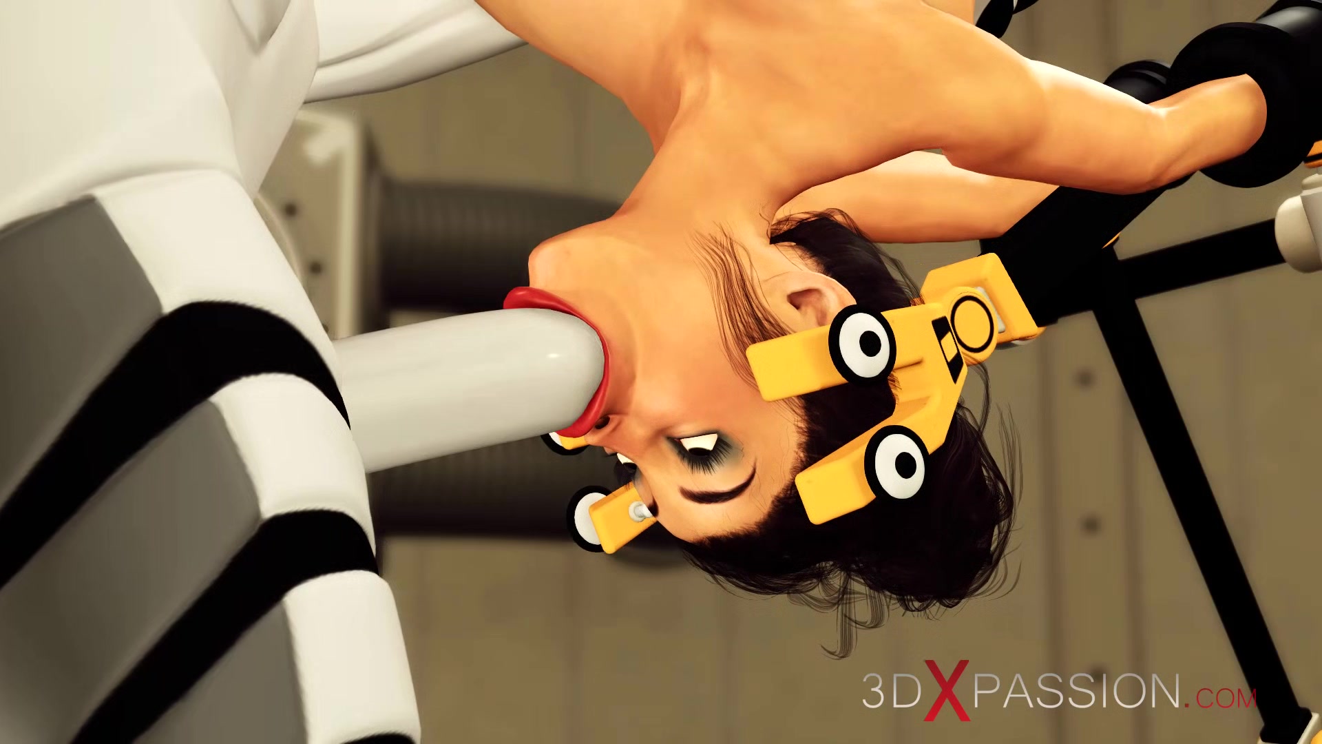 Sci-fi sex cyborg fucks hard a hot brunette in the restricted area