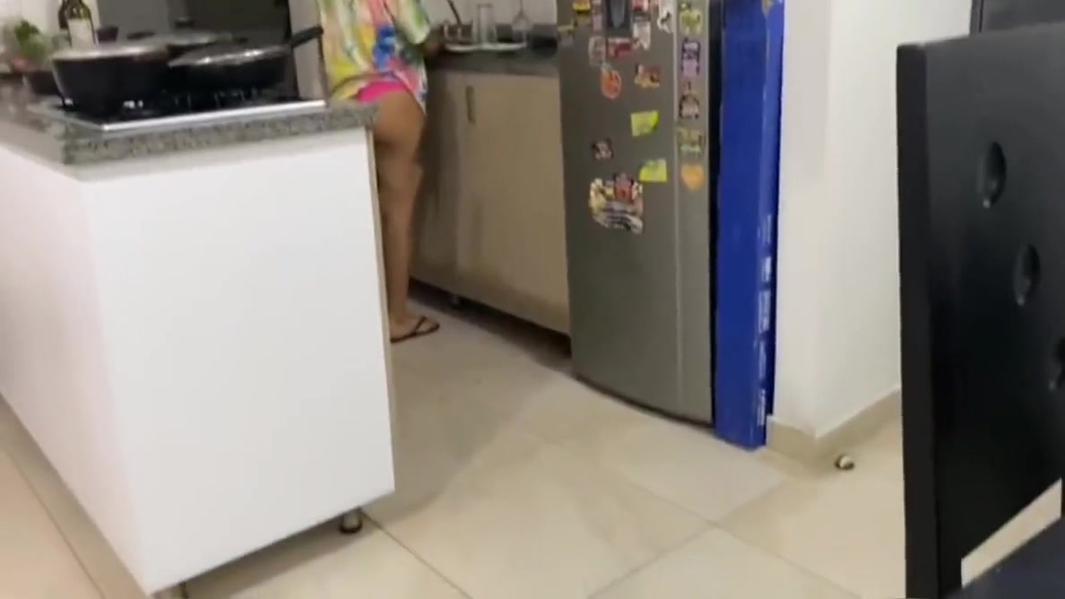 Sexy Stepmother Washes The Dishes In Her Underwear While Her Step son Fucks Her