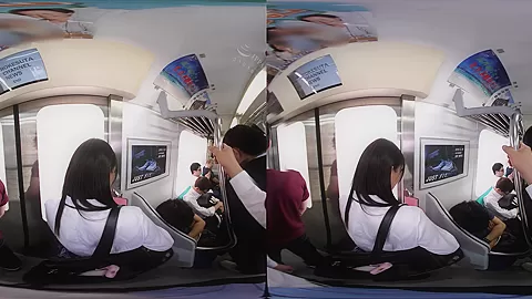 Sticky schoolgirls 18+ on the Train 1 - Asian Public Blowjob Fuck