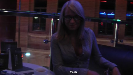 Blond with glasses engulfing strapon