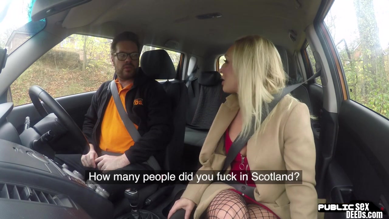 Driving tutor public bangs fishnet wearing MILF outdoor