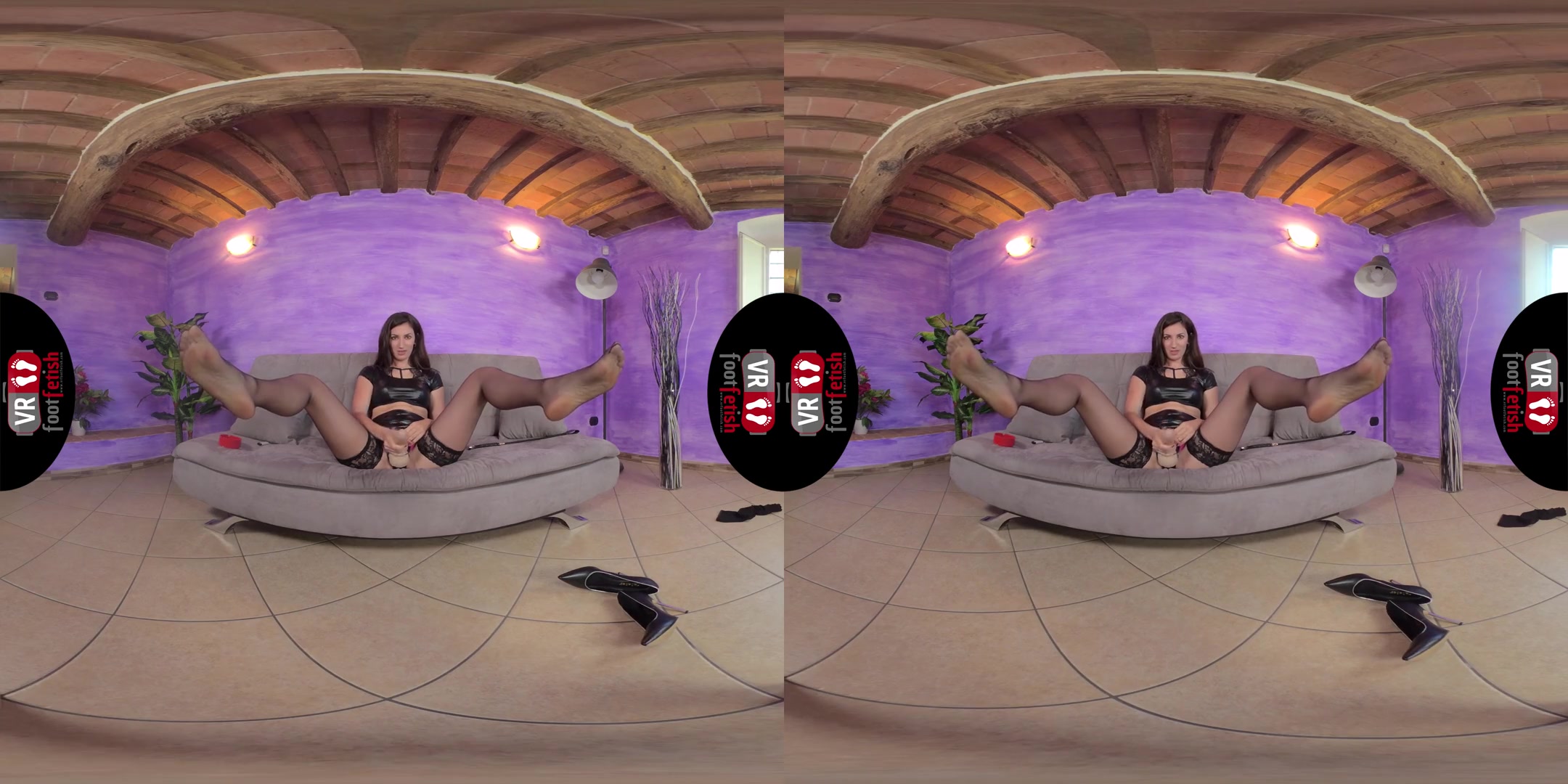 Sassy Dominatrix Lilian Teases You With Her Stockinged Feet - Foot Fetish VR Solo
