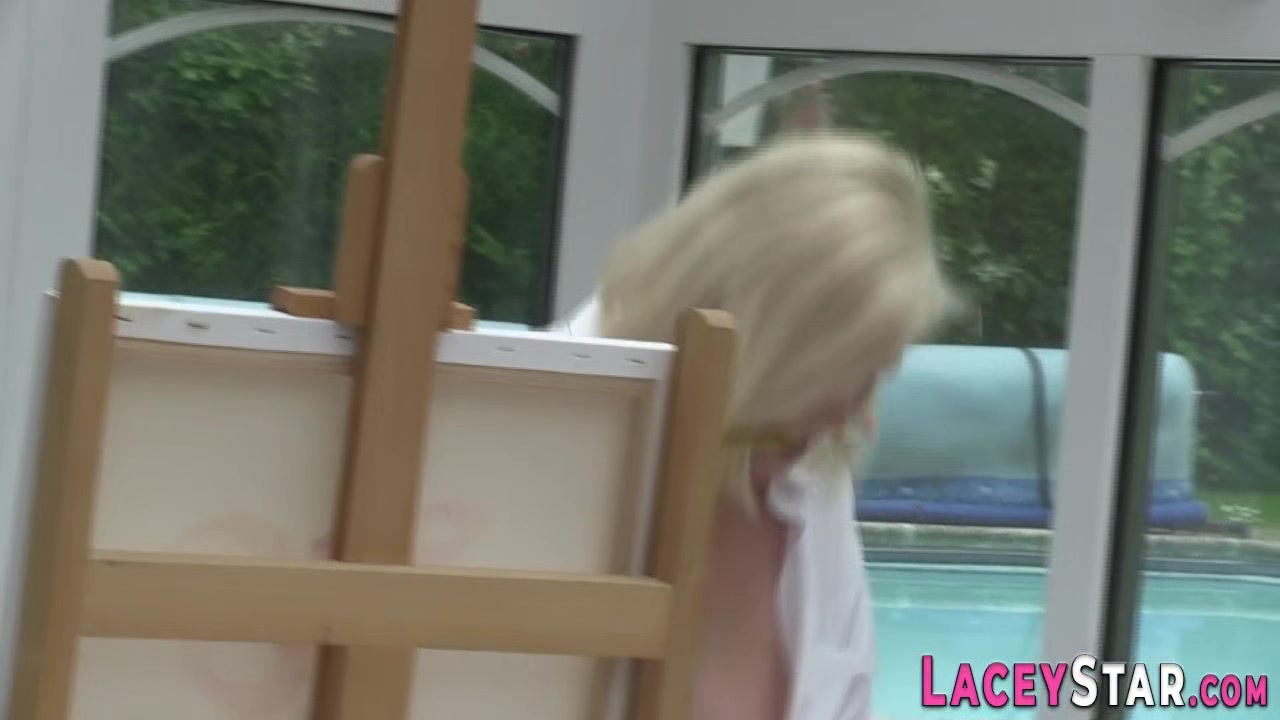 Busty gran Lacey Starr in stockings