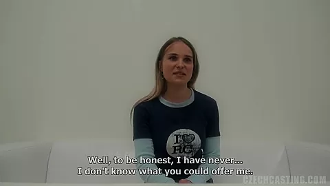 Czech Casting Veronika talked in to sucking cock