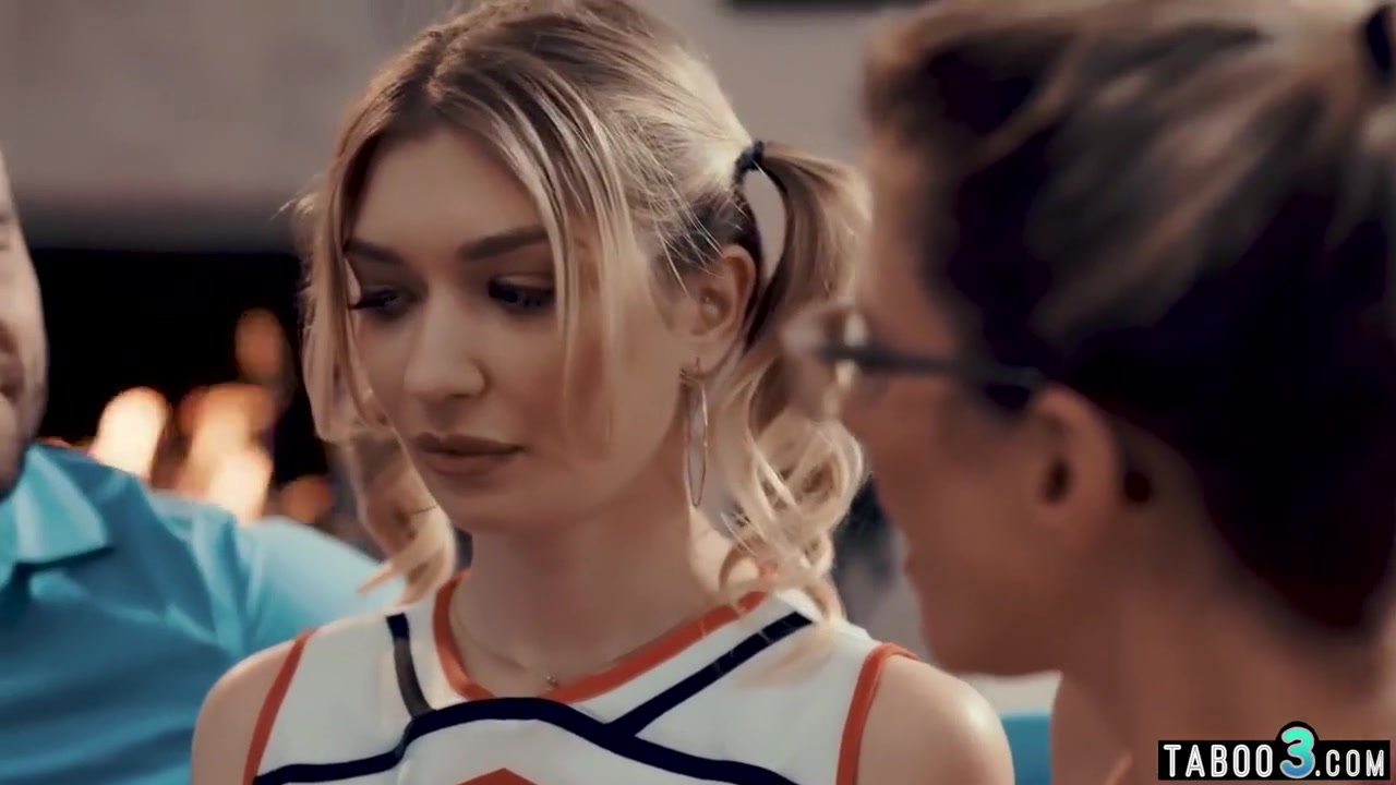 Milf Coach Lures teen 18+ Cheerleader Into Threesome Fuck