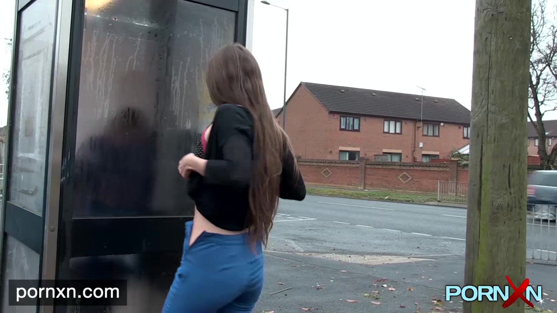British skinny Leyla flashing in London