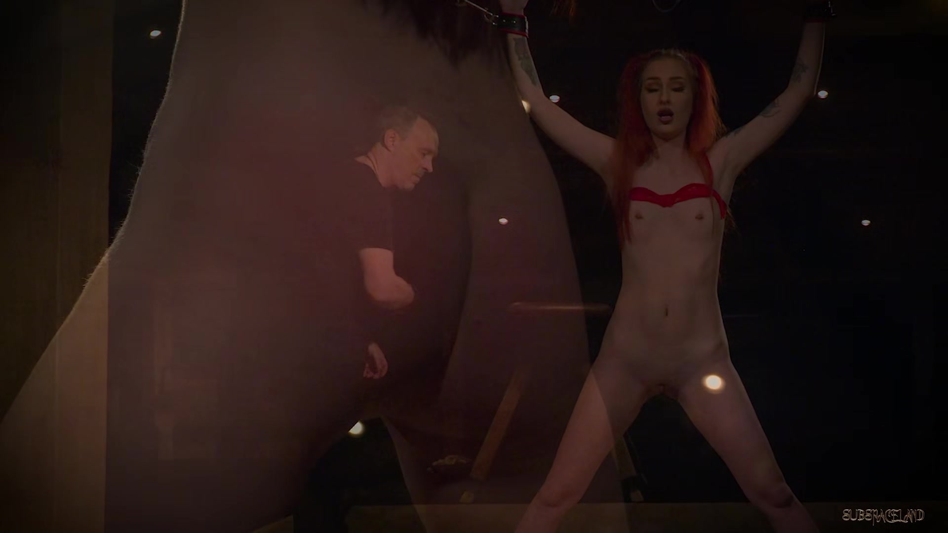 Submissive redhead slave tied up and fucked hard