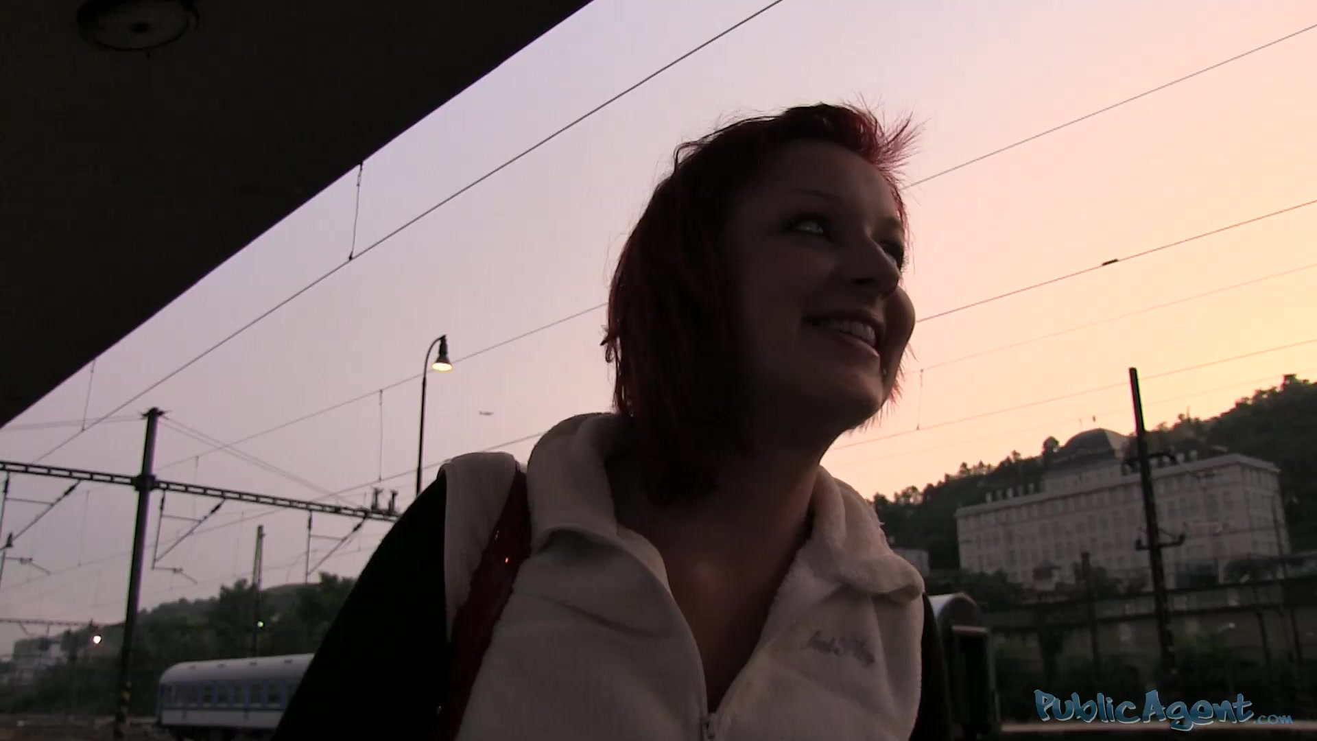 Amateur redhead with cute piercing picked up and mouthfucked