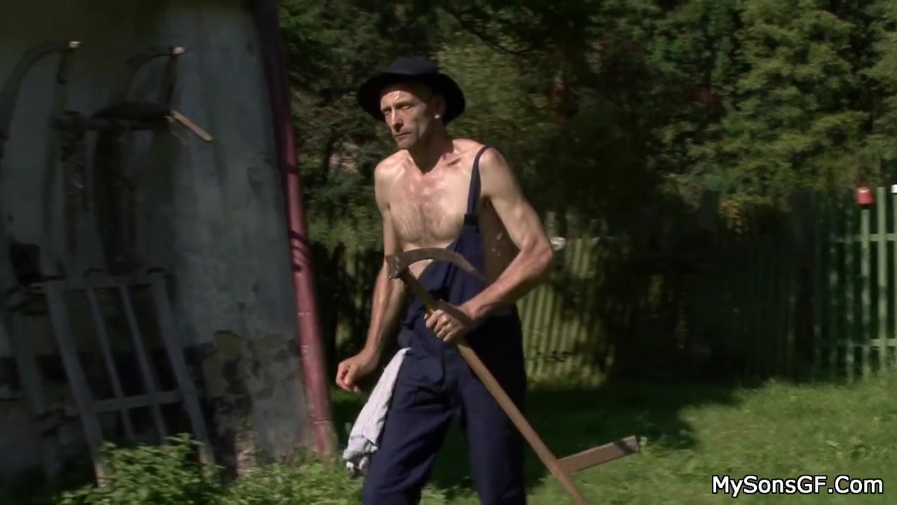 Old Man Toying teen 18+ Girl Outdoors