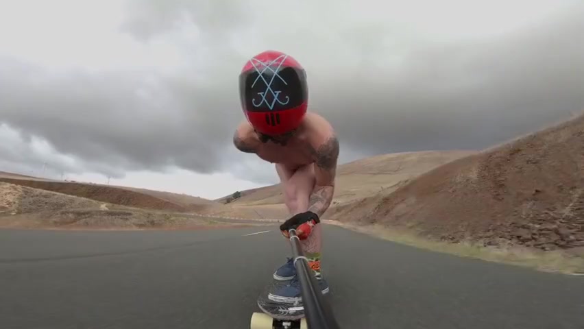 Downhill Naked On Longboard