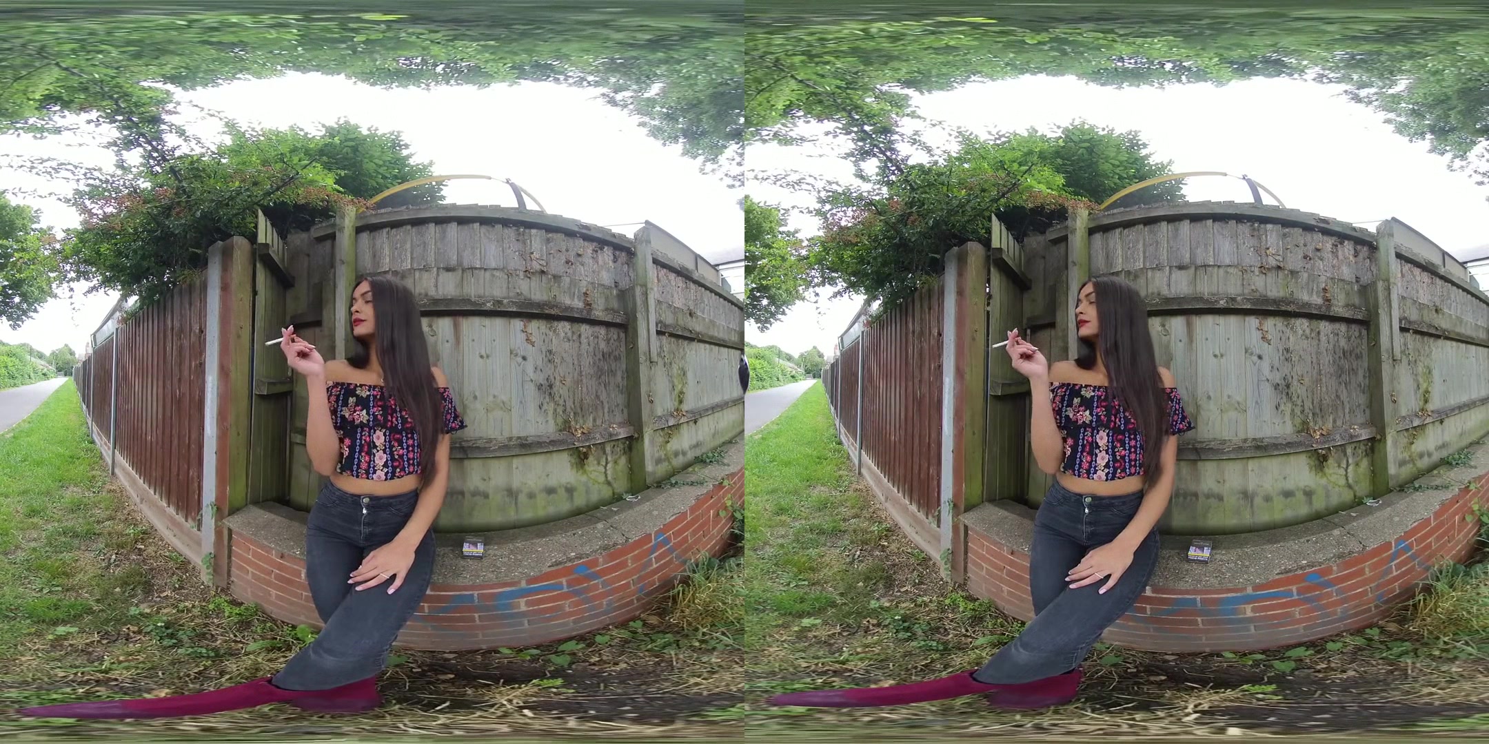 Kim Model - Dark Jeans; Brunette Amateur Smoking Non-Nude