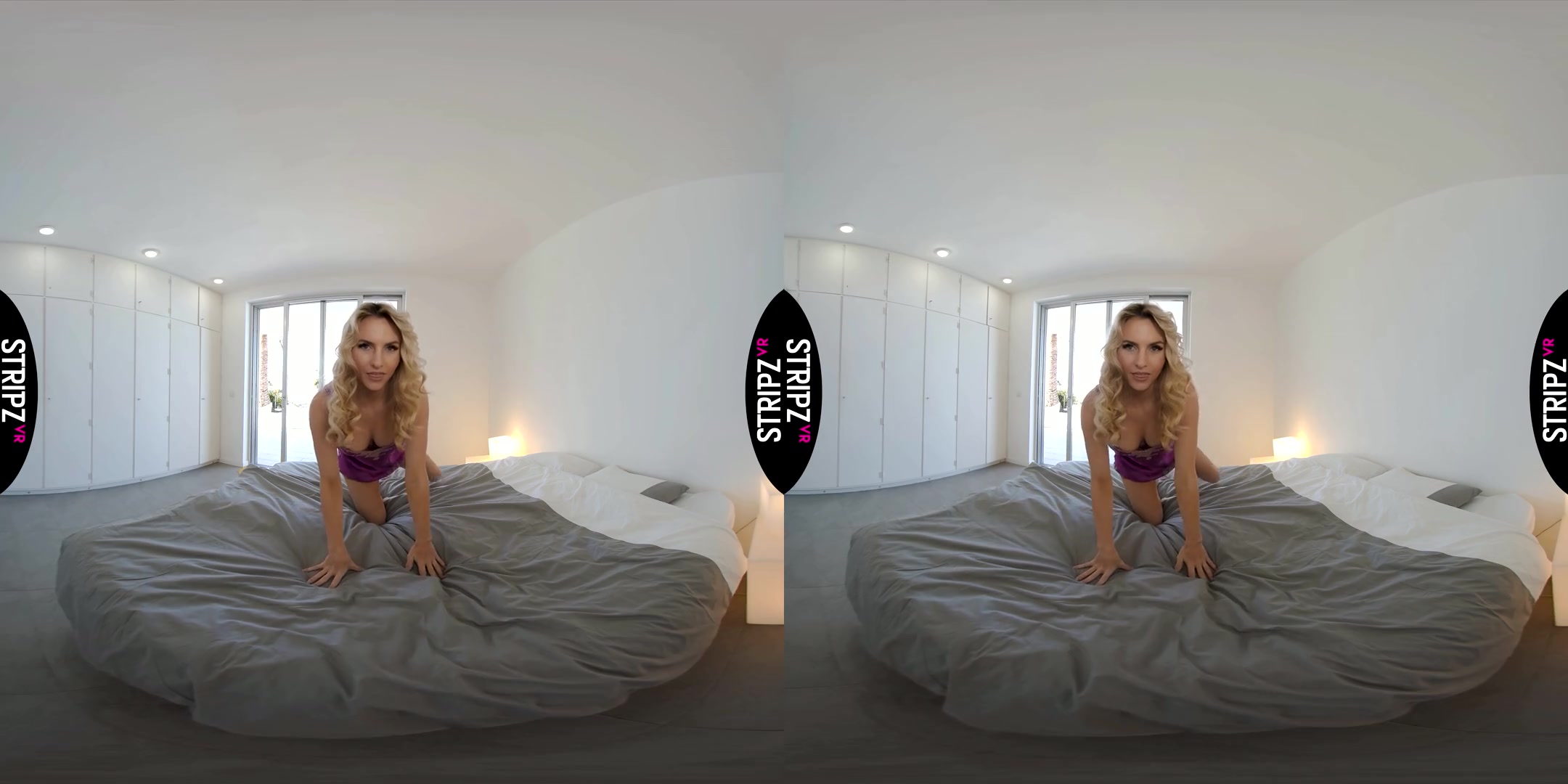 Talk Dirty To Me! - Beautiful Blonde Solo Striptease on the Bed
