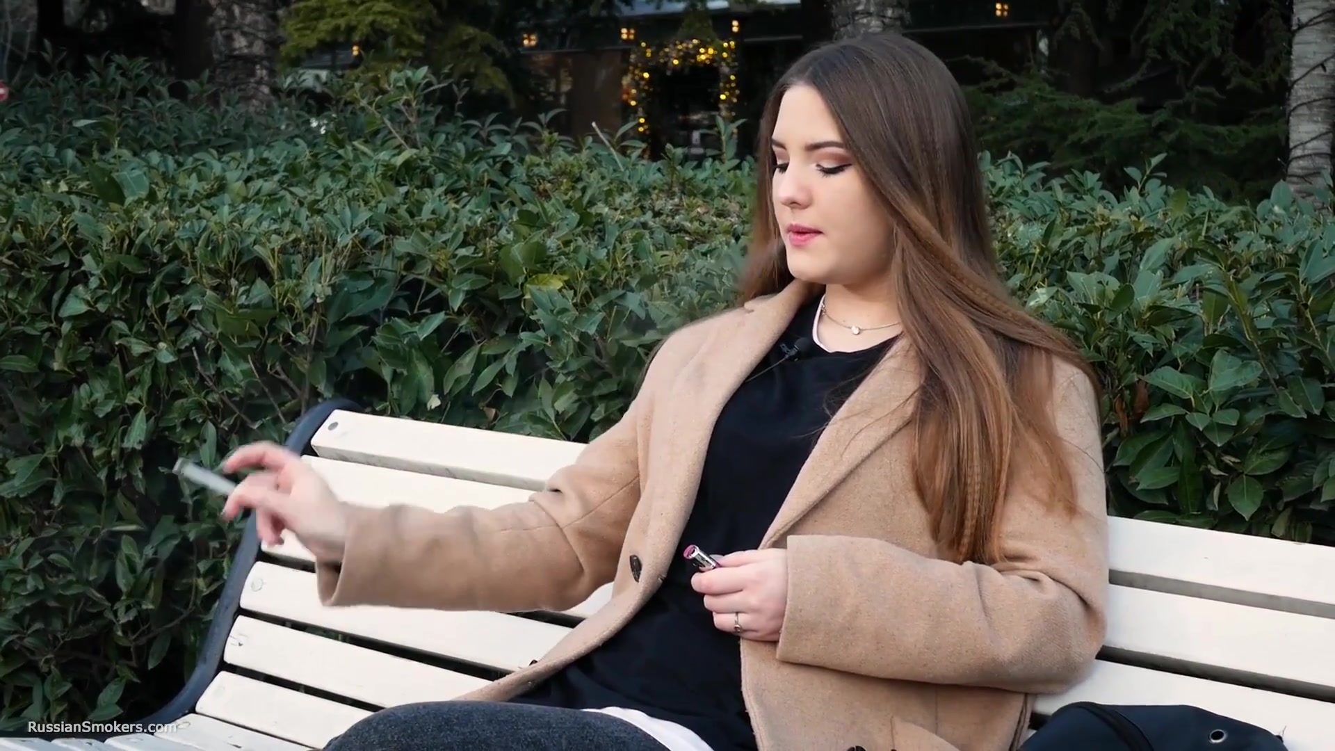 Russian Girl Spends Her Lunch Break Smoking 3 Cigs In A Row
