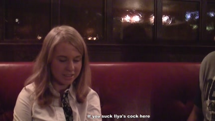 Gal engulf weenie for 100 euros in a cafe in front of everyone