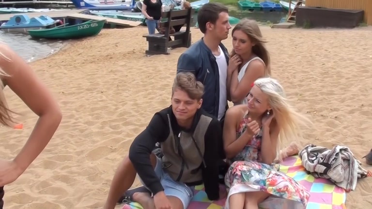 Outdoor sex movie scene with 2 sexy honeys