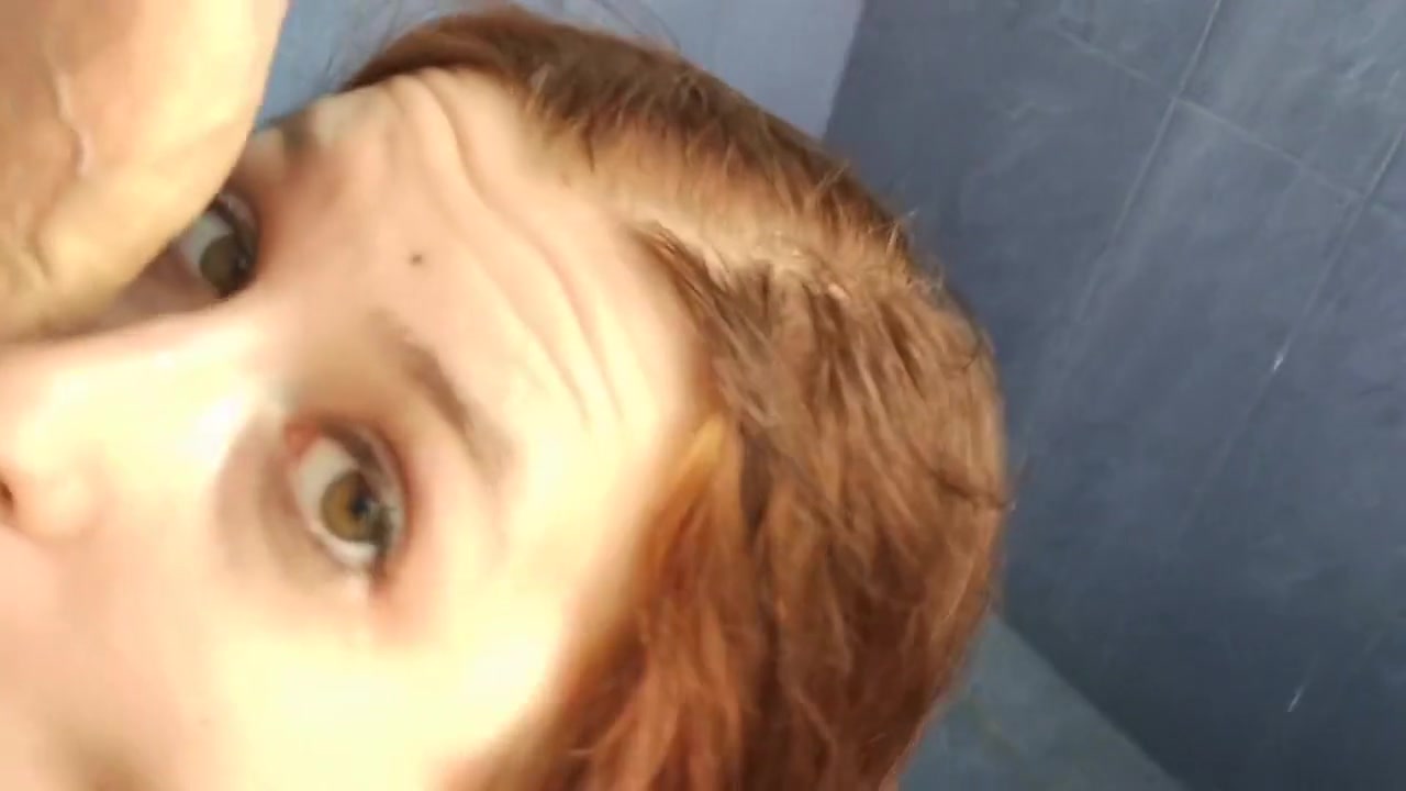 Cute redhead drinks piss and gives amazing head in the shower.