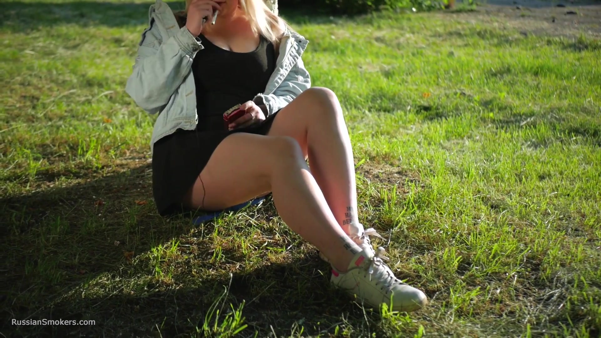 Nastya Is Smoking In The Park