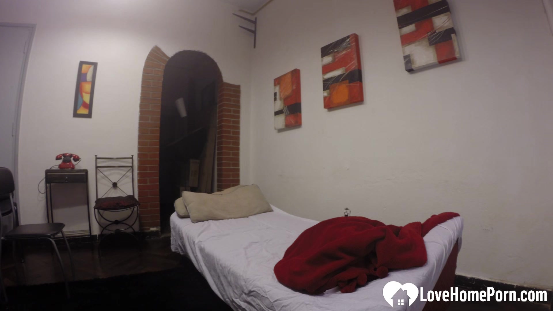 Horny stepsister masturbates on her Step brother's bed