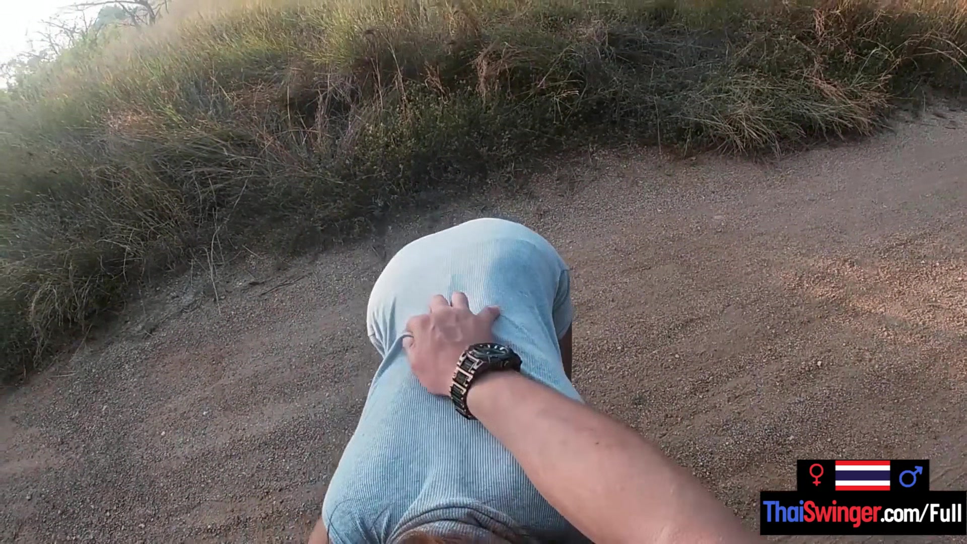 Outdoor blowjob and sex in public with his amateur Asian teen 18+ girlfriend