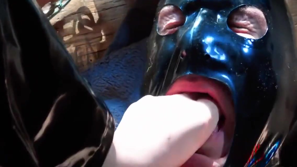 Foot Gagging Institute - Super Young Dominatrix Suit Puts A Wicked Clamp In Her Slaves Mouth And Her Foot Down His Throat! 4 Min - Black Cat