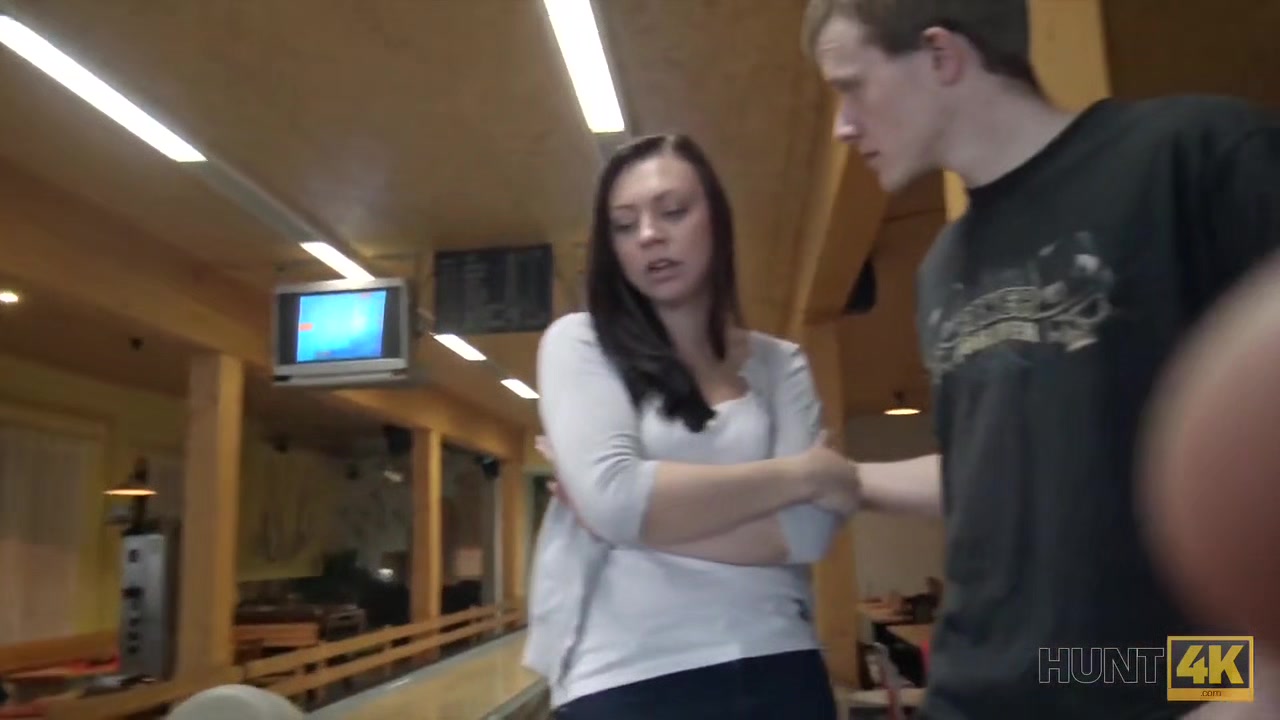 HUNT4K. Rich guy meets poor couple in bowling and fucks girl hard