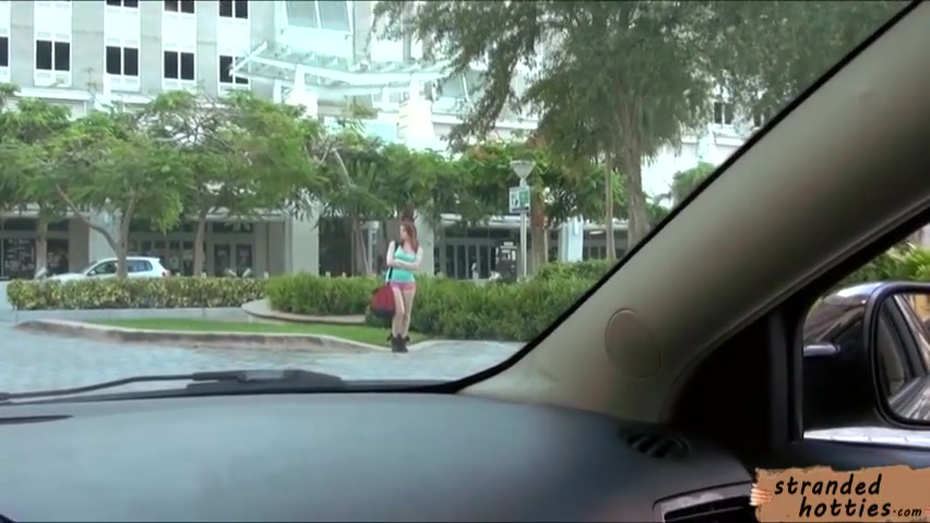 Redhead teen 18+ Rainia Belle flashes her big tits and fucked