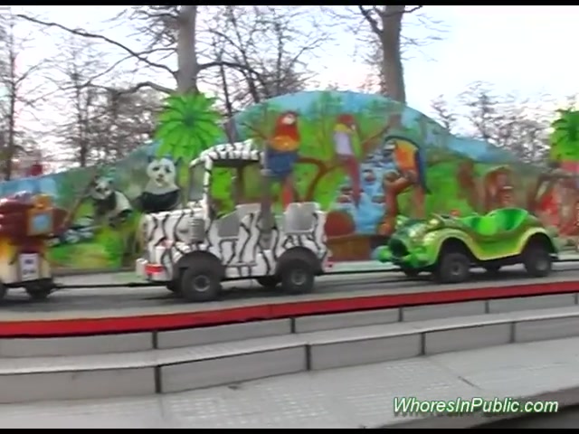 Cute Chick Rides Tool in Fun Park