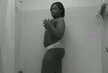 Sexy ebony girl in the shower