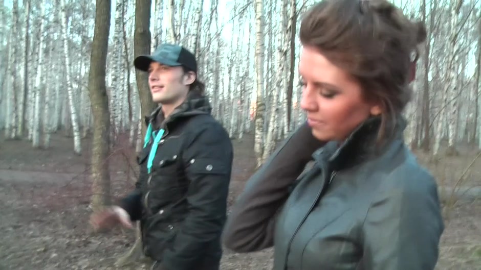 Ally in outdoor sex vid showing a sloppy blowjob