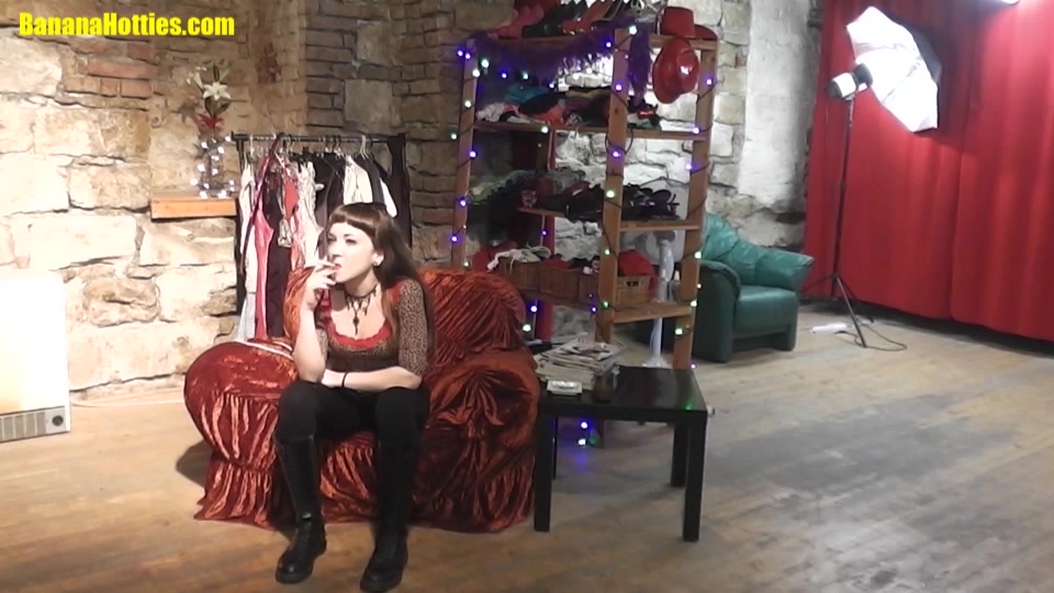 Cute goth girl with legs wide open
